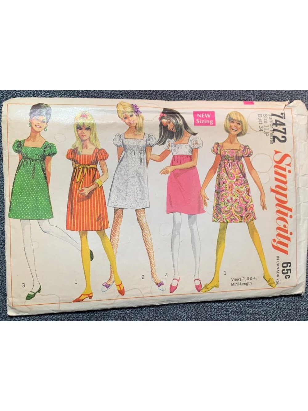 Simplicity Misses Dress Sewing Pattern Size 11JP 7472 1960s